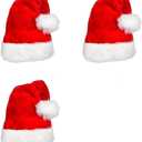 AOGU 3 Pack Plush Santa Hat Confortable Velvet Red Christmas Hat for Christmas Party Favors Fit for Adults and Kids