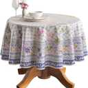 Maison d' Hermine Table Cloth Round Table 100% Cotton 69 Round Inches Tablecloth Reusable Decorative for Dining Kitchen Room Farmhouse Home Gifts for Mothers Day Spring Summer - Faience