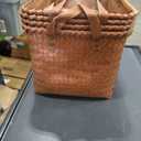 SKY-TOUCH 4pack Rectangular Rattan Storage Basket with Handle,Strong and Durable Hand-Woven Rattan Basket for Organizing, Storage and Organizer Baskets, Large, Coffee Color
