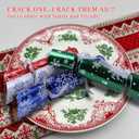 12 Pack Christmas No Snap Party Table Favor Decorations Christmas Poppers Crackers with Snowflake Design, with Party Hat, Joke & Surprise Toys Inside, for Xmas Seasonal Holiday Dinner Traditions (Green)