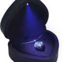 Luxury LED Lighted Necklace Earring Box - Heart Shaped Elegant Black Jewelry Box for Wedding Necklace Display, Perfect for Engagement, Anniversary, Ceremony, and Gift Giving