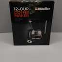 Mueller 12-Cup Drip Coffee Maker - Borosilicate Carafe, Auto-Off, Reusable Filter, Anti-Drip, Keep-Warm Function, Clear Water Level Window Coffee Machine, Kitchen Essentials & Accessories (Black)
