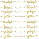 Jetec 16 Pieces Thanksgiving Cutout Signs Thankful Wood Cutout Plate Sign Grateful Blessed Gather Table Sign Decorations Rustic Wood Wall Decor for Thanksgiving Christmas, 2 x 9.8 in (Gold)
