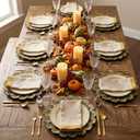 Green Charger Plates with Flower Rim, 13" Round Charger for Dinner Plates, Set of 6 Plastic Plate Chargers for Halloween, Thanksgivng, Christmas.