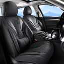 Coverado Waterproof Nappa Leather Car Seat Covers Full Set, 5-Seat Car Seat Protector, Front & Rear Cushions Fit for Most Sedans, SUVs,Trucks，Black
