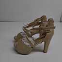 IDIFU Women's IN5 Charcy Crisscross Strappy Platform High Chunky Heels Peep Toe Pump Party Heeled Sandals (Gold, 10 M US)