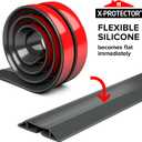 Floor Cord Cover by X-Protector  5 Overfloor Cord Protector  Self-Adhesive Power Cable Protector  Silicone Cord Protector  Ideal Extension Cord Cover to Protect Wires On Floor (60 in) (Grey (Big Hole))