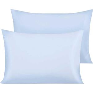 Organic Cotton Pillowcase Set of 2, Soft and Breathable Standard Envelope Closure Cotton pillowcase20x30in,Light Blue