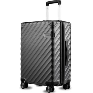 LUGGEX Luggage with Spinner Wheels, Polycarbonate Hard Shell Suitcase, Carry On 21 Inch, Charcoal Metallic