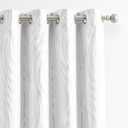 100% Blackout Curtains for Bedroom, White Silver Foil Pattern Curtains 72 Inch Length Living Room Darkening Thermal Insulated Metallic Silver Wave Print Drapes Grommet Window Curtains 2 Panels