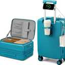 Hanke 20 Inch Expandable Carry On Luggage with Cup Holder 22x14x9 Airline Approved, Top Opening Hard Shell Suitcases with Wheels, Carry-On Travel Suitcase Trunk Luggage with Lock, Caribbean Blue