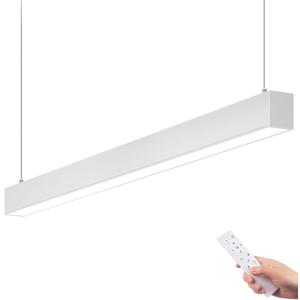 Barrina 5568 Remote Series 4FT LED Linear Light, 2nd-Generation, 45W Seamless Connection, 3000K-6000K Color Changing, Dimmable Hanging Office Shop Light Fixture with Remote Control, White, 1 Pack