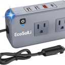 200W Car Power Inverter 12V DC to 110V AC Car Converter with 20W USB-C & 18W USB-QC Ports Car Laptop Charger, Car Adapter for Plug Outlet for Laptop Vehicles Camping Road Trip (Gray)