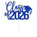 Glittery Class of 2026 Cake Topper, Congrats Grad, Congrats 2026, Congratulations 2026, High School/College Graduation Party Decorations Blue