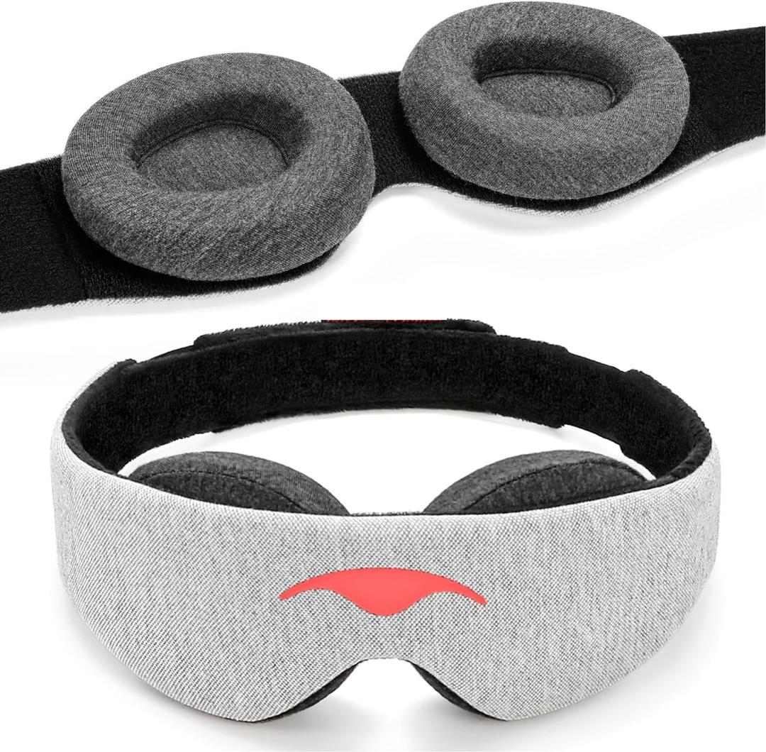 Manta Sleep Mask - 100% Light Blocking, Adjustable Sleeping Mask with Detachable Eye Cups, Ultra Comfortable for Women & Men, Zero Pressure on Lashes, Perfect for Travel/Shift Work (Gray)