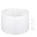 Large Drum Lamp Shades 16" Top X 16" Bottom X 10" High, Seaside village Medium Lampshades White Lampshades Natural Linen Hand Crafted, Easy Assembly Required，Lnclude E26-E14-11mm Adapter Ring