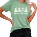 Christmas Shirts for Women: Merry Christmas Tree Graphic Tshirt Xmas Vacation Short Sleeve Tee Tops (Small, Lightgreen)