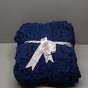 Bigacogo Chunky Knit Throw Blanket for Couch, 51x63 inches, 100% Hand Knitted with Thick Jumbo Chenille Yarn, Cozy Soft Large Rope Knot Cable Crochet Blankets for Sofa Bed Living Room, Navy Blue