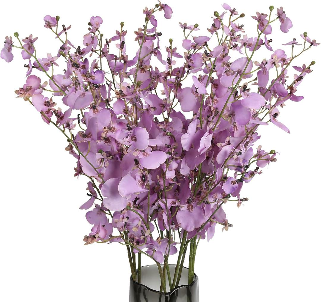 Artificial Silk Orchids,10 PCS (Each 37'') Purple Orchids Artificial Flowers Faux Orchid Long Stem Fake Flowers Fake Silk Flowers for Indoor Outdoor Wedding Home Office Decoration(Purple)