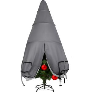 FAMIROSA Upright Christmas Tree Storage Bag 7.5ft, Pop up and Foldable Metal Structure Xmas Tree Bags for Storage Assembled Artificial Trees, Holiday Tree Cover with Quick Release Straps Buckle, Grey