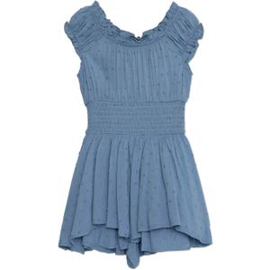 Speechless Girls' Cap Sleeve Skirt Romper (Medium, Denim)