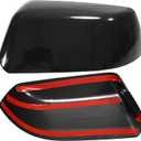 TOP-VIGOR Compatible with 2015-2019 Chevy Tahoe Suburban GMC Yukon/Yukon XL, 2pcs Top Half Mirror Covers Replacement  Gloss Black Mirror Caps for Left & Right Side