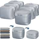 DIMJ Compression Storage Bags 6 Pack - Blanket Storage Bags with Window Zipper, Ultra Space Saving Self Compression Organizer for Puffer Jacket, Bedding, Lightweight Comforter Duvet, Sweater, Sheet (Gray)