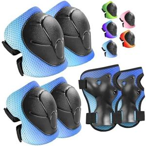 Wemfg Kids Protective Gear Set Knee Pads for Kids 9-10Years Toddler Knee and Elbow Pads with Wrist Guards 3 in 1 for Skating Cycling Bike Rollerblading Scooter