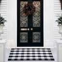 Buffalo Plaid Area Rug - 27.5x43 Inches, Black and White Checkered, Washable Cotton, Ideal for Front Porch, Kitchen, Entryway, Patio, Bathroom
