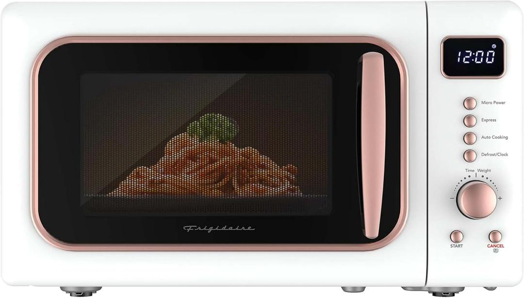 FRIGIDAIRE EMW788RETRO 0.7 cu. ft. Retro Microwave, White-RoseGold