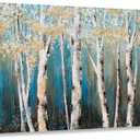 Yihui Arts Birch Tree Canvas Wall Art With Textured and Gold Foil Modern Abstract Forest Paintings Contemporary Landscape Pictures Large Artwork for Living Room Bedroom Dinning Room Decor