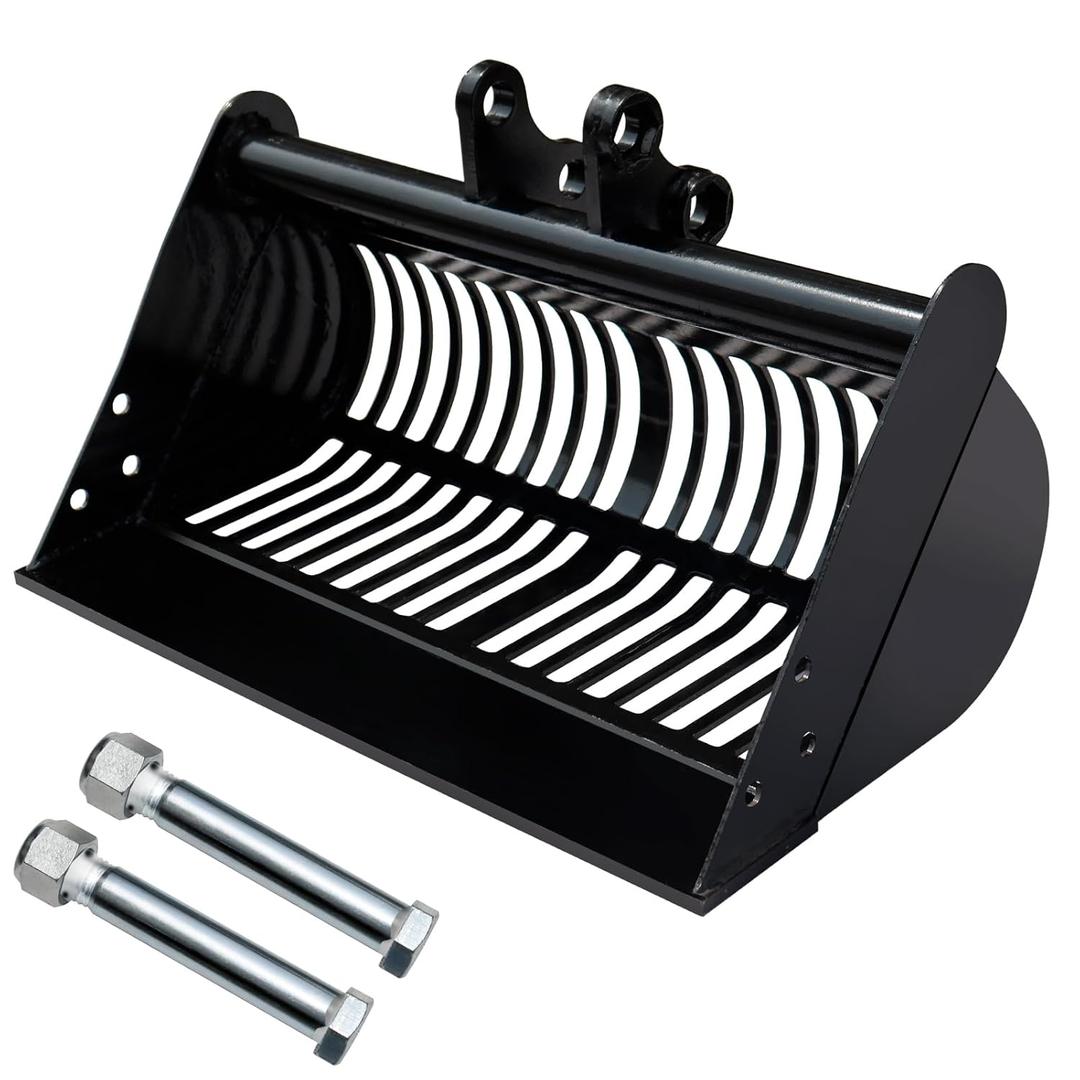 Mini Excavator Screening Bucket, Excavator Attachments Soil Sieving Buckets 23.6inch/600mm for Small Digger, Filtration w/Pins Skeleton Screen Bucket Filtering and Sorting Materials