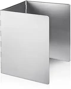 3 Sided Oil Splatter Guard, Upgrade Stainless Steel Anti Splatter Shield for Stove Top Cooktop, Foldable Grease Splatter Screen Oil Barrier, 15.7" x 11.8" (H)