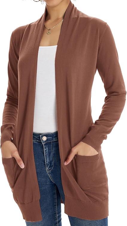 GRACE KARIN Women Lightweight Cardigan Sweaters with Pocket Long Sleeve Shrugs M