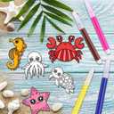 DAVAXI 60 Set Ocean Animal Art Cards DIY Sea Animals Coloring Magnet Ornaments with 24 Colored Pen Ocean Craft Kits Sea Coloring Craft Painting Card for Class Art Party Favors DIY Crafts Home Decor