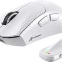 MAMBASNAKE ATTACKSHARK V8 Wireless Ultralight Gaming Mouse with 8K Polling,42000 DPI,Nordic 54L15 MCU Chip,PixArt 3950 Max Sensor-Wired/BT/2.4Ghz,400Hrs Long Battery,Programmable for PC Mac FPS(White)