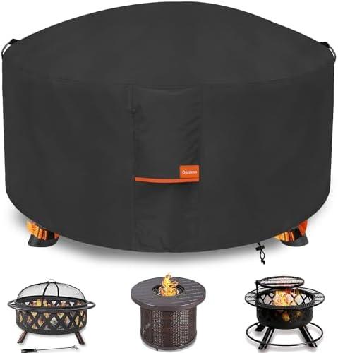 Dalema Fire Pit Cover,Outdoor Heavy Duty 600D 100% Waterproof Fire Pit Cover Round,Weatherproof Firepit Covers Round 50" Dia x 24" H,Black