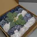 Artificial Flowers Combo Delicate Elegant Dusty Blue Mixed Flowers with Stem for DIY Wedding Bouquets Centerpieces Baby Shower Party Home Decorations