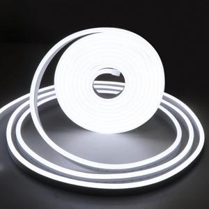 Neon LED Strip Light - LED Neon Strip Light 16.4ft/5m 12V DC,Cut Length 0.39''/1cm Silicone LED Neon Flexible Strip Light for Indoor Outdoor DYI Signage Decoration (Power Adapter not Included) (White)