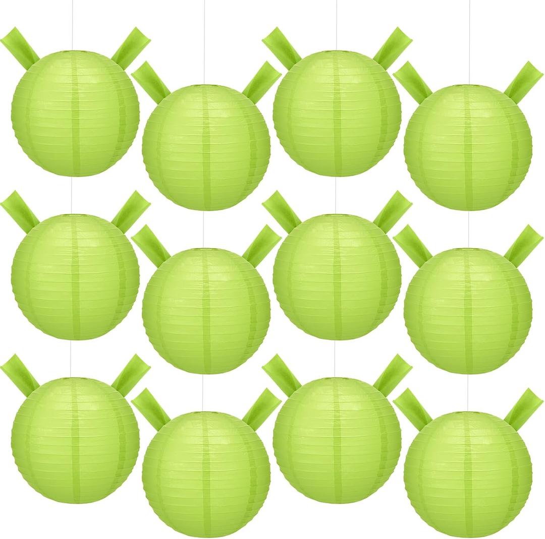 Swamp Party Decorations Green Paper Lanterns Chinese Hanging Round Paper Lanterns Decorative for Birthday Wedding Baby Shower Decorations