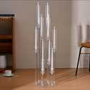 10 Arm Acrylic Candelabra Centerpieces for Wedding Tables, Floor Clear Tall Candlesticks Holder with Removable Lampshade for Birthday Party Home Decoration, Fit 0.82" LED Candles(37.7Inches)