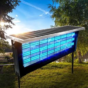 Powerful Large Solar Bug Zapper Outdoor for 4000 sq.ft, Rechargeable Mosquito Zapper with High Powered, Waterproof Solar Bug Zapper for Patio Garden, Backyard, RV, Camping with 18W Solar Panel