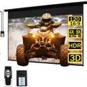 Kayle 120" Motorized Projector Screen Electric Diagonal Automatic Projection 16:9 HD Movies Screen for Home Theater Presentation Education Outdoor Indoor W/Wireless Remote, Wall/Ceiling Mount (Black)