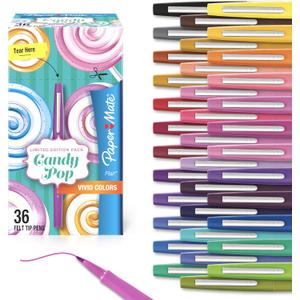 Paper Mate Flair Felt Tip Pens, Medium Point (0.7mm), Limited Edition Candy Pop Pack, 36 Count - Perfect for Teachers, Students, Expressive Writing, Drawing