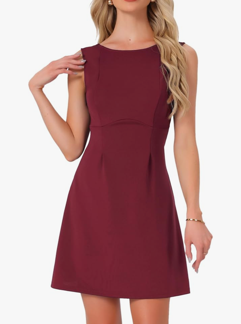 Women's Summer Sleeveless Dress Backless Boat Neck A-line Tank Dress Party Club Dresses 3 XL