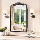 Batuso 24"x16" Bathroom Medicine Cabinet with Vintage Arched Mirror - All-Metal Gold Medicine Cabinets with Hand-Painted Aluminum Door Frame, 2 Stable & Removable Shelves, Gold