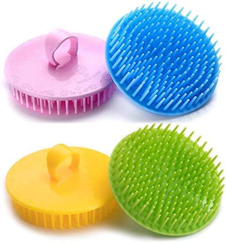 Aroveea Hair Scalp Brush Dandruff Cleaning Brush Shower Scalp Shampoo Brush Scalp Massager Pack of 4(Blue,Green,Yellow,Pink)