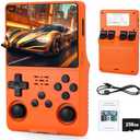 R40S Pro Handheld Retro Gaming Console – 256GB Storage, 3800mAh Battery, 3.5" Full-Lamination IPS Screen, 20+ Emulators, Preloaded 30,000 Games, Multiplayer Support (Orange)