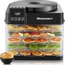 Elite Gourmet EFD422 Digital Food Dehydrator with 5 BPA Free Trays, Top Mounted Fan & Heater, Adjustable Timer and Temperature Controls, Jerky, Herbs, Fruit, Veggies, Snacks, Black