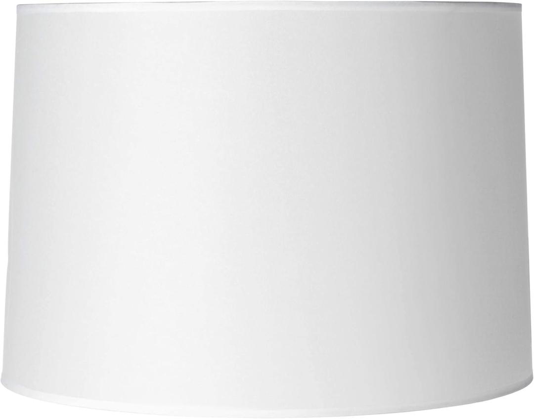 Hardback White Large Drum Paper Lamp Shade 15" Top x 16" Bottom x 11" Slant x 11" High (Spider) Replacement with Harp and Finial - Springcrest